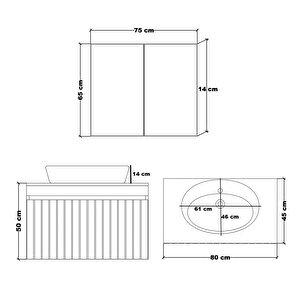 Mina Banyo Dolabı  Takımı  75 Cm  Özel Seri̇