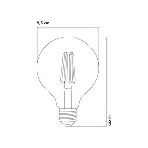 Rustik Led Ampul E27 G95 6w 2700k Gün Işığı