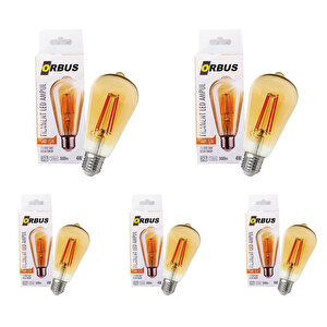Orbus St64 4w Filament Bulb Amber E27 300lm Ampul (5 Adet) Orb-st4 - Sarı Işık