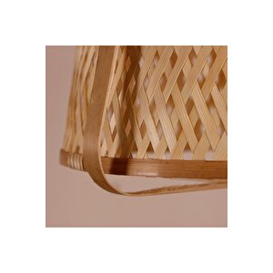 Bambu Salon Yatak Odası Antre, Mutfak Konik Dekoratif Sarkıt Avize, Tasarım Aydınlatma 39x48cm