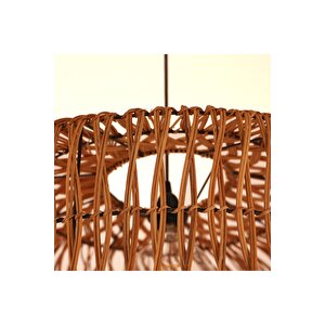 Bohem Etnik Doğal Hasır Doğal Bambu & Rattan Handmade Dekoratif Sarkıt Avize Aydınlatma 60x35