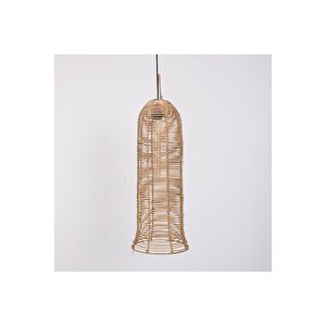 Bambu&rattan Salon Yatak Odası Antre Mutfak Konik Dekoratif Sarkıt Avize Tasarım Aydınlatma 25x65cm