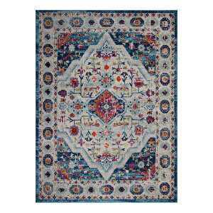 Konfor Vintage 7657 Mavi Klasik Eskitme Dokuma Halı 80x150 cm