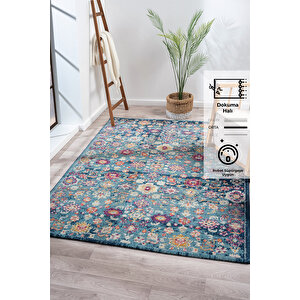 Konfor Vintage 7654 Mavi Eskitme Dokuma Halı 160x230 cm