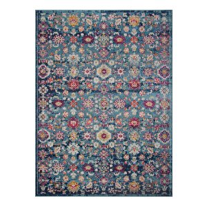 Konfor Vintage 7654 Mavi Eskitme Dokuma Halı 160x230 cm