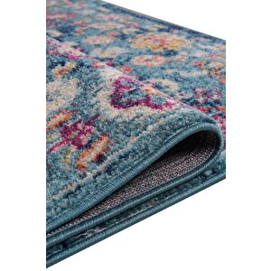 Konfor Vintage 7654 Mavi Eskitme Dokuma Halı