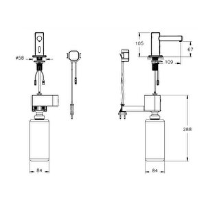 Vitra Origin A44699 Temassız Kısa Sıvı Sabunluk, Tezgah Üzeri, Elektrikli, Krom