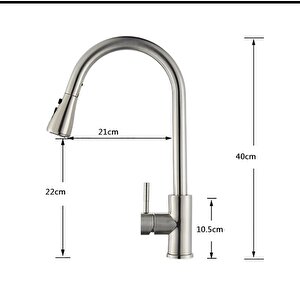 Inox Spiralli Mutfak Evye Bataryası Çift Modlu Tasarruf Fonksiyonlu Mat Krom Uzatmalı Eviye Musluğu