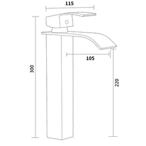 Rena Krom Kare Çanak Lavabo Bataryası Oval Şelale Model Uzun/yüksek Gümüş Gri Lavabo Musluğu Çift Girişli