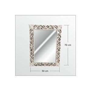 45x60cm Eskitme Rustik İşlemeli Krem Boy Banyo Duvar Salon Aynası