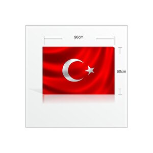 Ofis Okul Karakol Duvarı Için 60x90cm Türk Bayrağı Kanvas Tablo