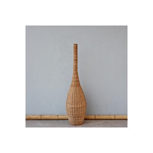 Bambu & Rattan Handmade Salon Yatak Odası Antre Mutfak Konik Dekoratif Lambader Aydınlatma 31x120cm