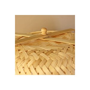 Hasır Bambu Handmade Konik Dekoratif Lambader,  45x50cm