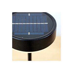 Metal Güneş Enerjili Solar Siyah Masa Üstü Lambası Mini Abajur Aydınlatma 26x11cm