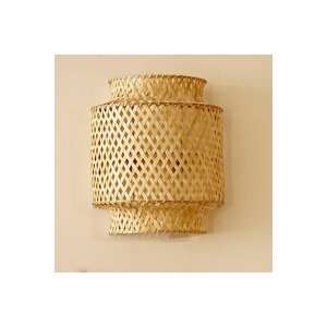 Bambu & Rattan Sinnerling Tasarım Aplik Aydınlatma 28x24cm