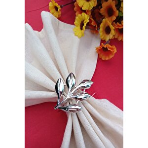 6 Adet Gümüş Sarmaşık Metal Peçete Halkası - Napkin Ring - Table Decor