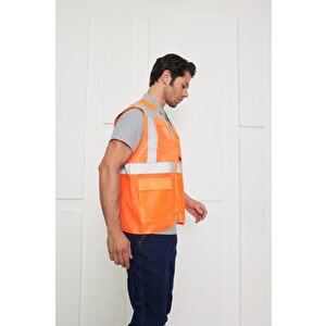 Orange Safety Mühendis Tipi İkaz Yeleği (turuncu)