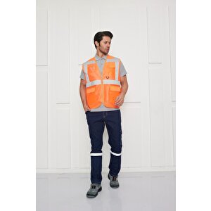 Orange Safety Mühendis Tipi İkaz Yeleği (turuncu)