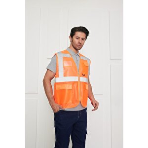 Orange Safety Mühendis Tipi İkaz Yeleği (turuncu)