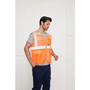 Orange Safety Mühendis Tipi İkaz Yeleği (turuncu)