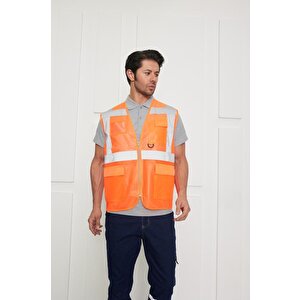 Orange Safety Mühendis Tipi İkaz Yeleği (turuncu)
