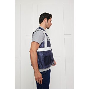 Orange Safety Mühendis Tipi İkaz Yeleği Lacivert