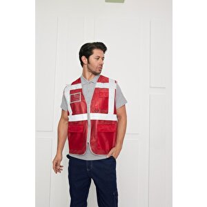 Orange Safety Mühendis Tipi İkaz Yeleği Kırmızı