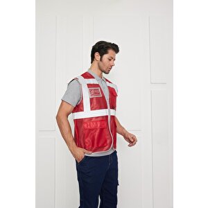 Orange Safety Mühendis Tipi İkaz Yeleği Kırmızı