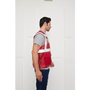 Orange Safety Mühendis Tipi İkaz Yeleği Kırmızı