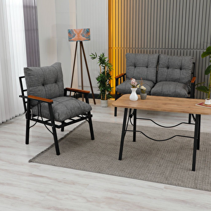 Lena 4 Kişilik Minderli Bahçe Balkon Teras Ergonomik Oturma Grubu 2+1+1