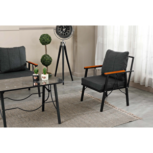 Rüya, 2+1+1 Bahçe-Balkon Mobilyası, Antrasit, Süngerli