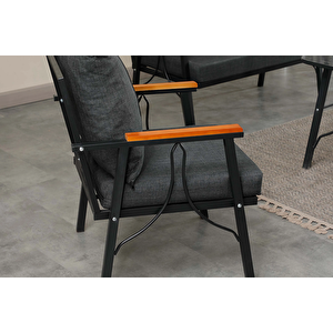 Rüya, 2+1+1 Bahçe-Balkon Mobilyası, Antrasit, Süngerli