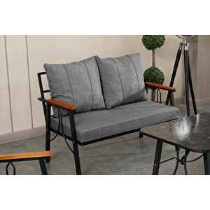 Rüya, 2+1+1 Bahçe-Balkon Mobilyası, Gri, Süngerli
