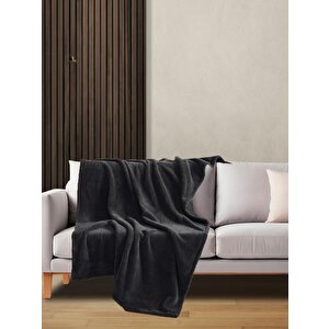 Wellsoft Battaniye Televizyon Battaniyesi Peluş Polar Battaniye Tek Kişilik 170*230 Siyah