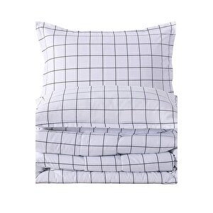 Plaid Nevresim Takımı Çift Kişilik 200x220 - Beyaz