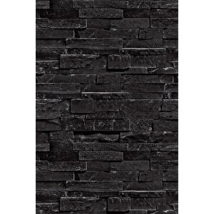 Zümrüt Exclusive 7630 Taş Desen Siyah Premium 3 Boyutlu Duvar Kağıdı 5,30 M²