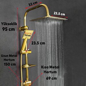 Robot Tepe Duş Seti Takımı Shower Yağmurlama Kare Banyo Masaj Duş Başlığı Sistemi Gold