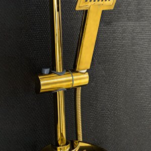 Robot Tepe Duş Seti Takımı Shower Yağmurlama Kare Banyo Masaj Duş Başlığı Sistemi Gold