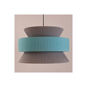 Japandi, Retro Eklektik Boho, Bohem Afrikan, Iskandinav Pileli Turkuaz Gri Kumaş Avize 50*40cm