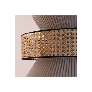 Japandi, Retro Eklektik, Bohem Afrikan, Pileli Krep Gri Doğal Hazeren Krem Kumaş Avize 50*40cm