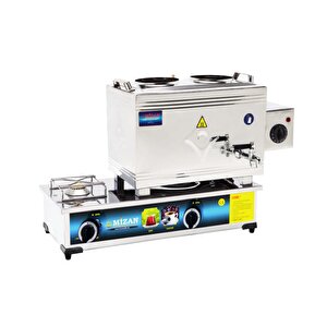 25 Lik Doğalgazlı + Elektrikli 20 Litre 2 Demlikli Çay Kazanı Ocağı