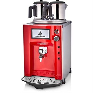 Premium Jumbo 15 Litre İki Demlikli Çay Makinesi - Kırmızı