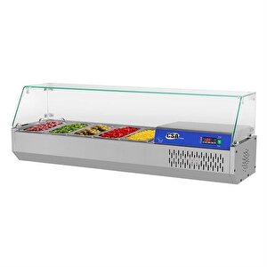 Csa Karacasan (304 Çelik) 120 Cm  4 Adet 1/3 Gastronorm Küvetli Set Üstü Teşhir Buzdolabı