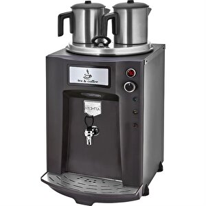 Otomatik Su Alma 23 Litre İki Demlikli Çay Kazanı Makinesi Siyah