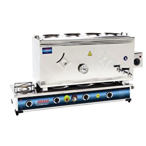 80 Lik Doğalgazlı + Elektrikli 60 Litre 4 Demlikli Çay Kazanı