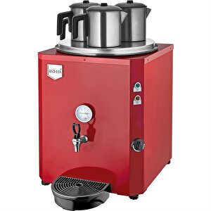 Otomatik Su Alma 40 Litre Üç Demlikli Çay Kazanı Makinesi Kırmızı
