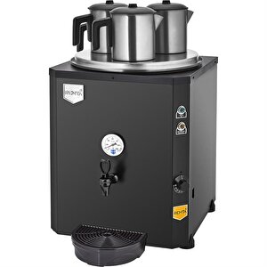 Otomatik Su Alma 40 Litre Üç Demlikli Çay Kazanı Makinesi Siyah De10s-s