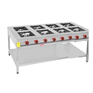 200 X 100 Cm Tüplü Taban Raflı 8 Gözlü Ocak
