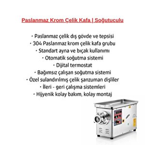 Çağdaş No 22 Soğutmalı Paslanmaz Kıyma Makinesi 220v