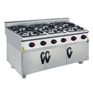 Csa Karacasan 900 Seri  Dolaplı 120 Cm 6 Gözlü Doğalgazlı Ocak